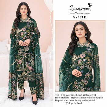 SERENE S 133 FOUX GEORGETTE EMBROIDERY PAKISTANI SUITS AT SURAT