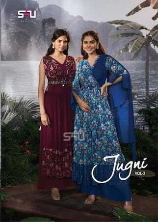 S4U JUGNI VOL 2 CHINON GEORGETTE TOP PANT WITH DUPATTA 3 PC SET CATALOGUE