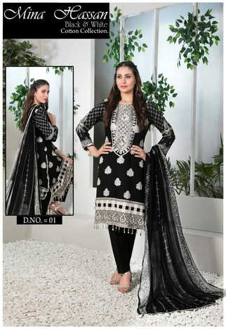 MINA HASSAN BLACK & WHITE COTTON COLLECTION 2022