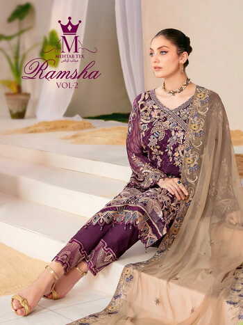 MEHTAB TEX RAMSHA VOL 2 GEORGETTE EMBROIDERY SUITS CATALOGUE