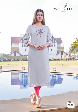 WOOGLEE BARBELLA VOL 10 RAYON HANDWORK KURTIS BY MITTOO