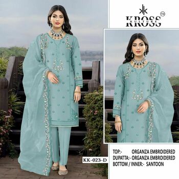 KROSS KULTURE KK 23 ORGANZA PAKISTANI SALWAR SUITS SURAT