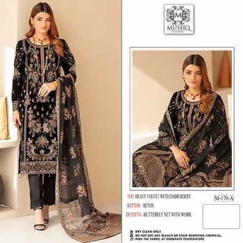 MUSHQ M 170 VELVET EMBROIDERY PAKISTANI WINTER SUITS CATALOGUE