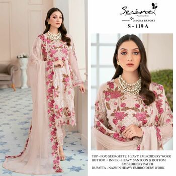 SERENE S 119 FOUX GEORGETTE EMBROIDERY PAKISTANI SUITS CATALOGUE