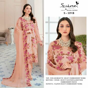 SERENE S 119 FOUX GEORGETTE EMBROIDERY PAKISTANI SUITS CATALOGUE