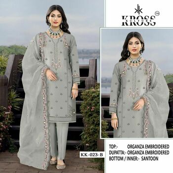 KROSS KULTURE KK 23 ORGANZA PAKISTANI SALWAR SUITS SURAT