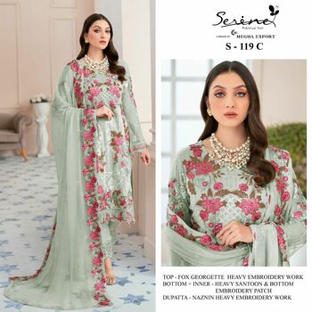 SERENE S 119 FOUX GEORGETTE EMBROIDERY PAKISTANI SUITS CATALOGUE