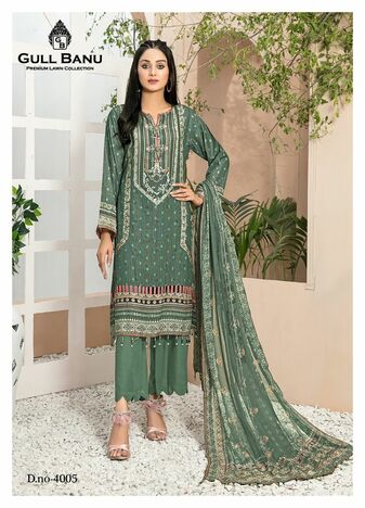 GULL BANU VOL 4 PURE LAWN KARACHI SUITS BY GULL AAHMED