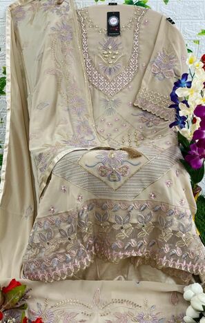 HOOR TEX H 87 FOUX GEORGETTE PAKISTANI SALWAR SUITS AT SURAT