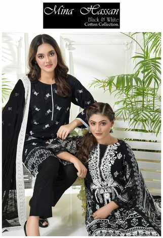 MINA HASSAN BLACK & WHITE COTTON COLLECTION 2022