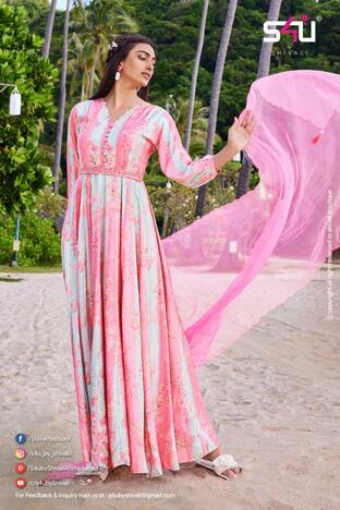 S4U MASAKALI MUSLIN GOWN BELT WITH DUPATTA LATEST CATALOGUE