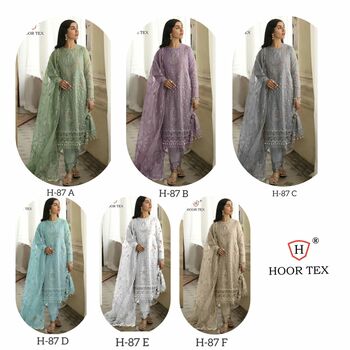 HOOR TEX H 87 FOUX GEORGETTE PAKISTANI SALWAR SUITS AT SURAT