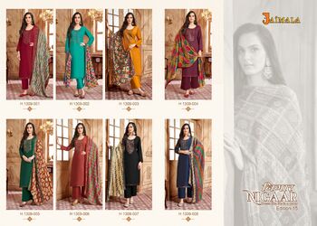 JAIMALA NIGAAR EDITION 15 RAYON SLUB EMBROIDERY SUITS BY ALOK SUITS