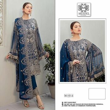 MUSHQ M 143 FOUX GEORGETTE PAKISTANI SUITS CATALOGUE