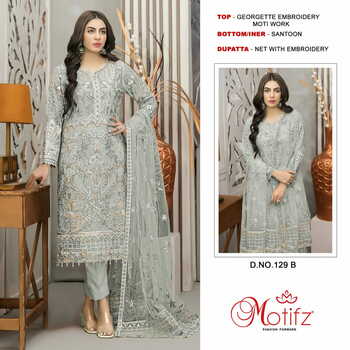 MOTIFZ 129 SERIES GEORGETTE EMBROIDERY PAKISTANI SUITS SURAT