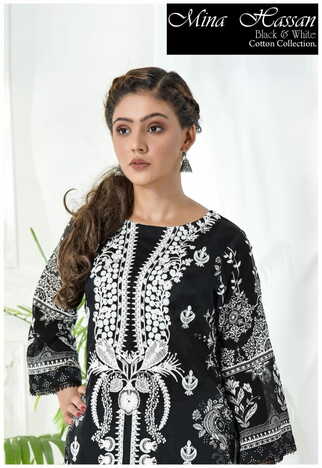 MINA HASSAN BLACK & WHITE COTTON COLLECTION 2022