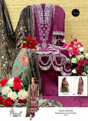 SHREE FABS SANA SAFINAZ EMBROIDERED LAWN COLLECTION VOL 2 PAKISTANI SUITS