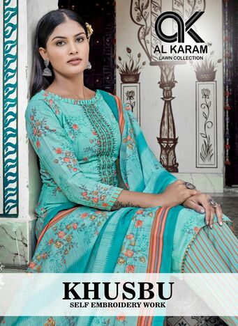 AL KARAM KHUSBU SELF EMBROIDERY LAWN KARACHI SUITS BEST PRICE