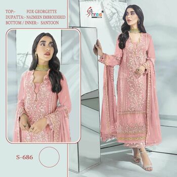 SHREE FABS 686 SERIES FOUX GEORGETTE PAKISTANI SUITS AT SURAT