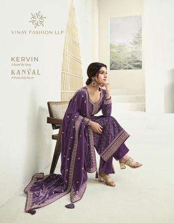 VINAY KERVIN KANVAL DESIGNER VELVET EMBROIDERY SUITS CATALOGUE