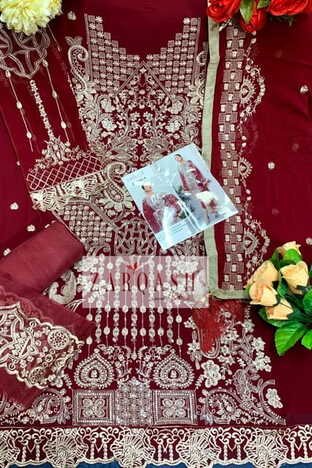 ZARQASH Z 2103 FOUX GEORGETTE PAKISTANI SALWAR SUITS