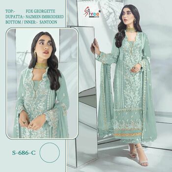 SHREE FABS 686 SERIES FOUX GEORGETTE PAKISTANI SUITS AT SURAT