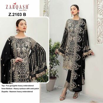 ZARQASH Z 2103 FOUX GEORGETTE PAKISTANI SALWAR SUITS