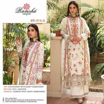 RAMSHA PRESENT R 514 NX GEORGETTE EMBROIDERY PAKISTANI SUITS