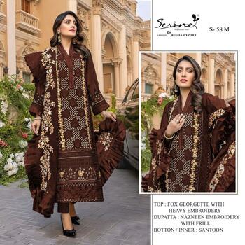 SERENE S 58 M TO P FOUX GEORGETTE PAKISTANI SUITS NEW CATALOGUE