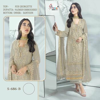 SHREE FABS 686 SERIES FOUX GEORGETTE PAKISTANI SUITS AT SURAT