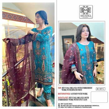 MUSHQ M 187 ORGANZA EMBROIDERY PAKISTANI SUITS BY SHRADDHA