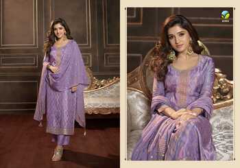 VINAY TUMBAA SILVER LINE DOLA JACQURAD READYMADE SUITS SURAT