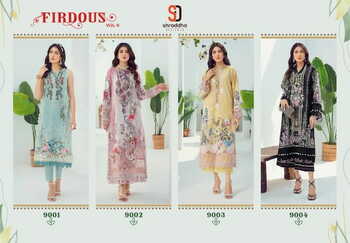 SHRADDHA DESIGNER FIRDOUS VOL 9 LAWN COTTON PRINT PAKISTANI SUITS SURAT