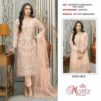 MOTIFZ 129 SERIES GEORGETTE EMBROIDERY PAKISTANI SUITS SURAT