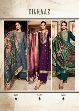 GULL JEE DILNAAZ VISCOSE SILK PASHMINA SUITS WINTER CATALOGUE