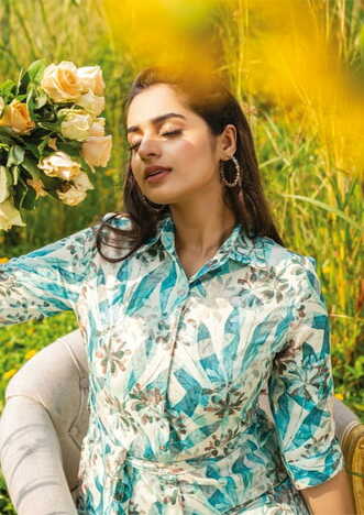 ANJU FABRICS SEASONS VOL 2 FANCY PASHMINA SHIRT WITH BELT LATEST COLLECTION