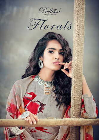 BELLIZA FLORALS COTTON DIGITAL PRINTED SUITS LATEST CATALOGUE