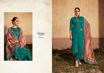 BELLIZA GULZAAR PURE JAM EMBROIDERY TOP WITH PURE MAL DUPATTA SUITS