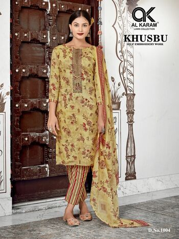 AL KARAM KHUSBU SELF EMBROIDERY LAWN KARACHI SUITS BEST PRICE