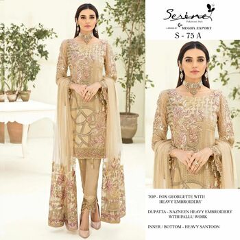 SERENE S 75 FOUX GEORGETTE EMBROIDERY PAKISTANI SUITS CATALOGUE