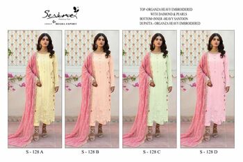 SERENE S 128 ORGANZA EMBROIDERY PAKISTANI SUITS CATALOGUE