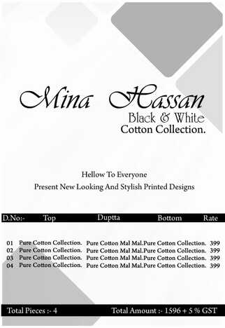 MINA HASSAN BLACK & WHITE COTTON COLLECTION 2022