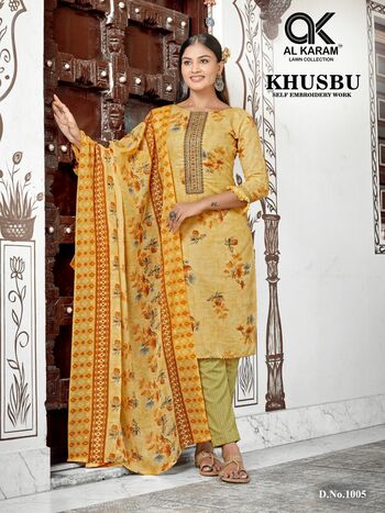 AL KARAM KHUSBU SELF EMBROIDERY LAWN KARACHI SUITS BEST PRICE