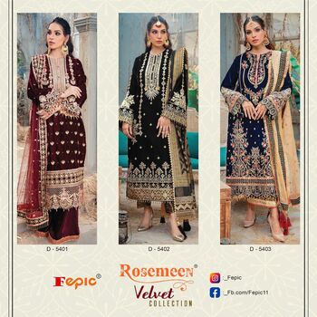 FEPIC ROSEMEEN VELVET EMBROIDERY SUITS WINTER COLLECTION