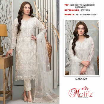 MOTIFZ 129 SERIES GEORGETTE EMBROIDERY PAKISTANI SUITS SURAT