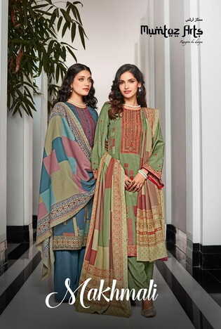 MUMTAZ ARTS MAKHMALI PASHMINA DESIGNER PRINT EMBROIDERY SUITS WINTER CATALOGUE