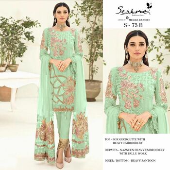 SERENE S 75 FOUX GEORGETTE EMBROIDERY PAKISTANI SUITS CATALOGUE