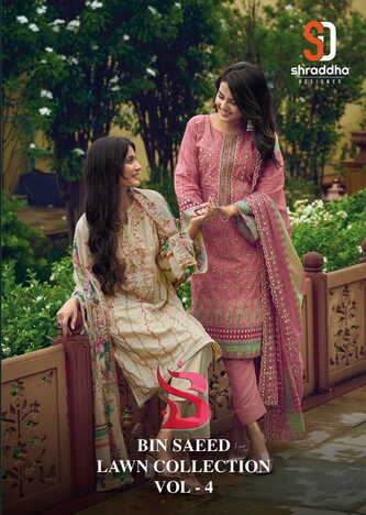 SHRADDHA DESIGNER BIN SAEED LAWN COLLECTION VOL 4 PAKISTANI SUITS SURAT