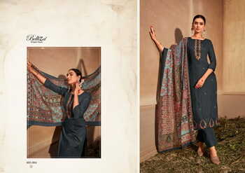 BELLIZA GULZAAR PURE JAM EMBROIDERY TOP WITH PURE MAL DUPATTA SUITS