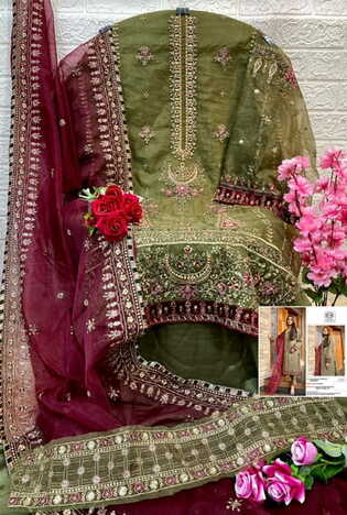 MUSHQ M 187 ORGANZA EMBROIDERY PAKISTANI SUITS BY SHRADDHA